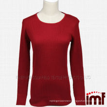 Women's Red Rib Knitted Cashmere Sweater